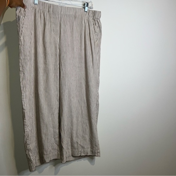 J. Jill Tan and White Striped Linen Blend Cropped Pants - Picture 2 of 9